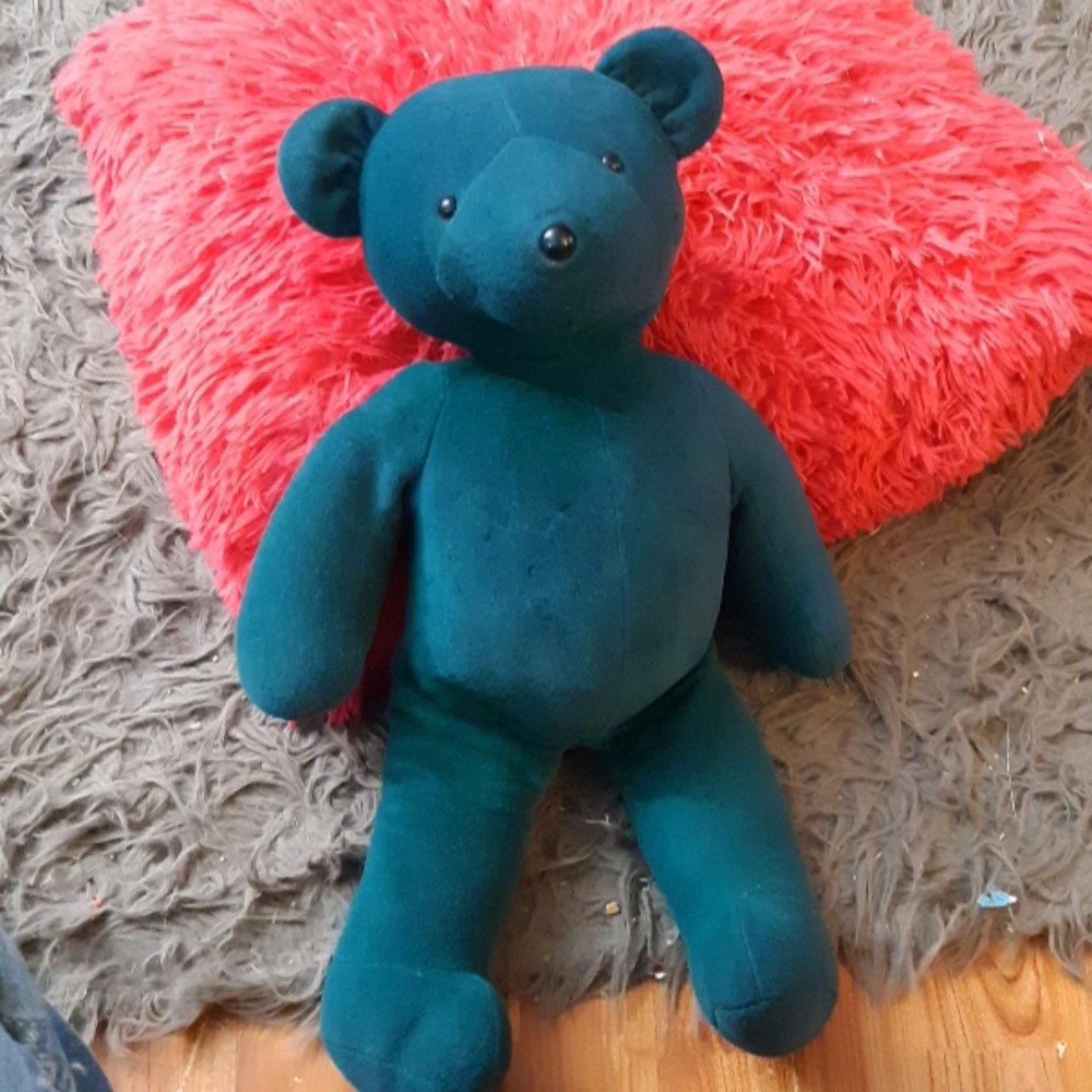 Teddy bear toy Vintage 1979 North American Bear Company Blue Green companion